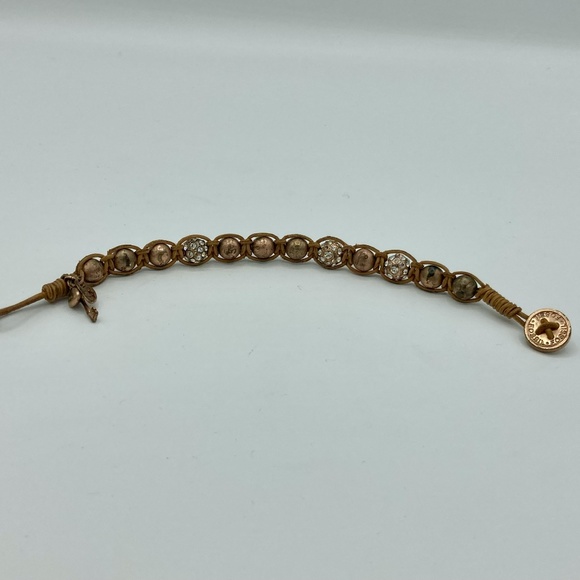 Fossil Rose Gold Rhinestone Leather Bracelet - Picture 6 of 8